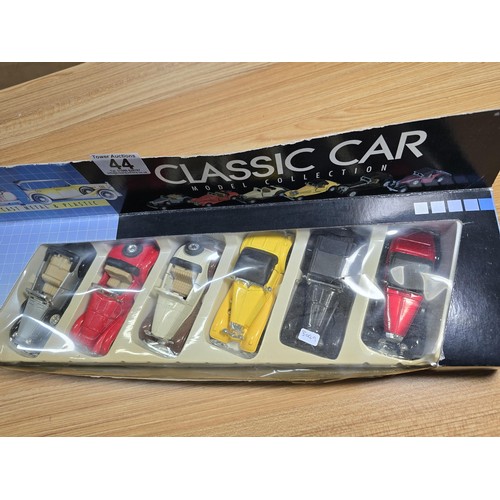 44 - A classic car diecast model collection containing 6 cars in unused condition.