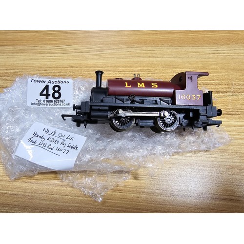 48 - A unboxed Hornby R2189 0-4-0 pug saddle tank locomotive LMS red no 16037, clean and serviced.