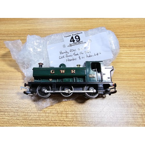 49 - A unboxed Hornby R041 0-6-0 GWR Pannier tank locomotive no 8751, cleaned and serviced with a test ru... 