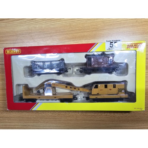 55 - A boxed as new Hornby R6365 break down train pack to include crane, wagon and brake van.