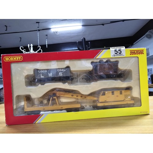 55 - A boxed as new Hornby R6365 break down train pack to include crane, wagon and brake van.