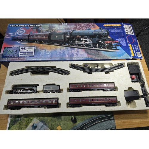 56 - A rare boxed Hornby R1007 football special train set to include Liverpool loco and tender, 3 matchin... 