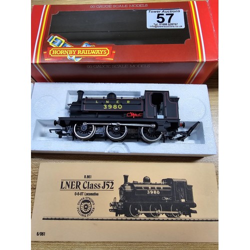 57 - A brand new old shop stock Hornby R861 class J52 LNER Black 0-6-0 tank locomotive, no. 3980, instruc... 