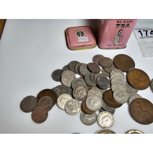 174 - A collection of various coins to include a large quantity of silver cons to include a good amount of... 