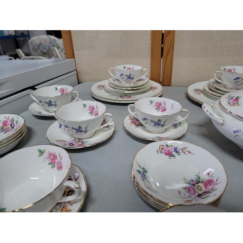 449 - Large 74x piece Coalport dinner and tea set 'Junetime' design in good condition complete with tureen... 