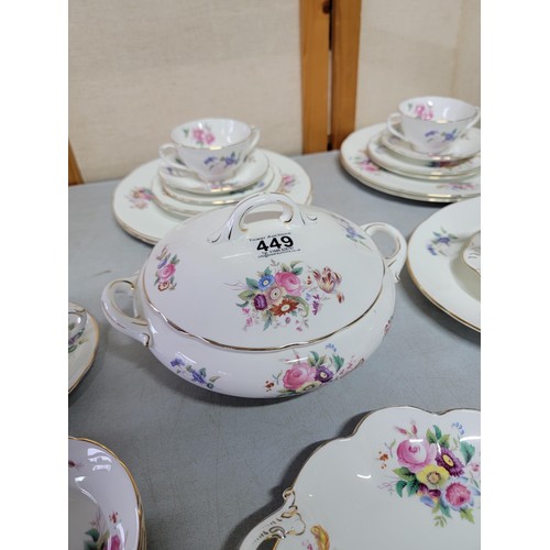 449 - Large 74x piece Coalport dinner and tea set 'Junetime' design in good condition complete with tureen... 