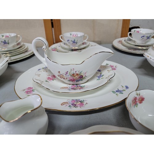 449 - Large 74x piece Coalport dinner and tea set 'Junetime' design in good condition complete with tureen... 