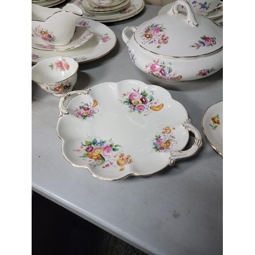 449 - Large 74x piece Coalport dinner and tea set 'Junetime' design in good condition complete with tureen... 