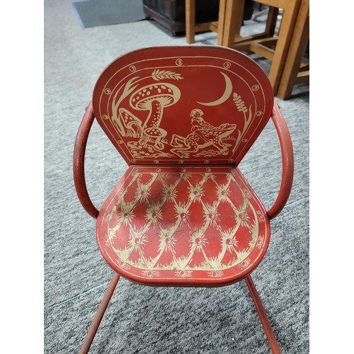 465 - A vintage 1950's metal child's Mobo chair with drawing board attached, seat is well decorated length... 