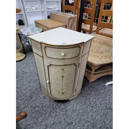 470 - Good quality painted corner cupboard unit - French style with drawer to the tp and door to the base ... 