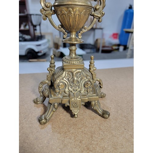 146 - Good quality ornate baroque vintage 4 tier brass candle stick with lion foot design to the centre fe... 