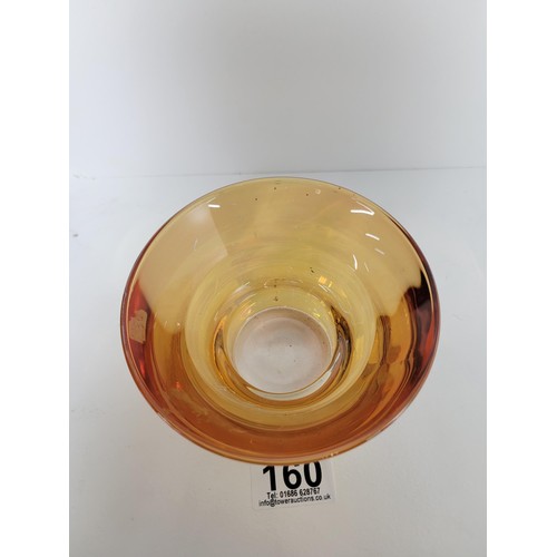 160 - Good quality iridescent thick glass bowl in good condition with no chips or cracks, height 8cm, 12cm... 