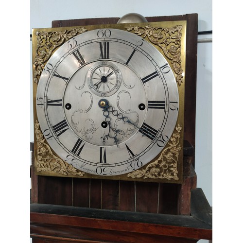 107 - Antique circa 1840 quarter chiming 8 day longcase / grandfather clock by Morgans Leominster, with a ... 