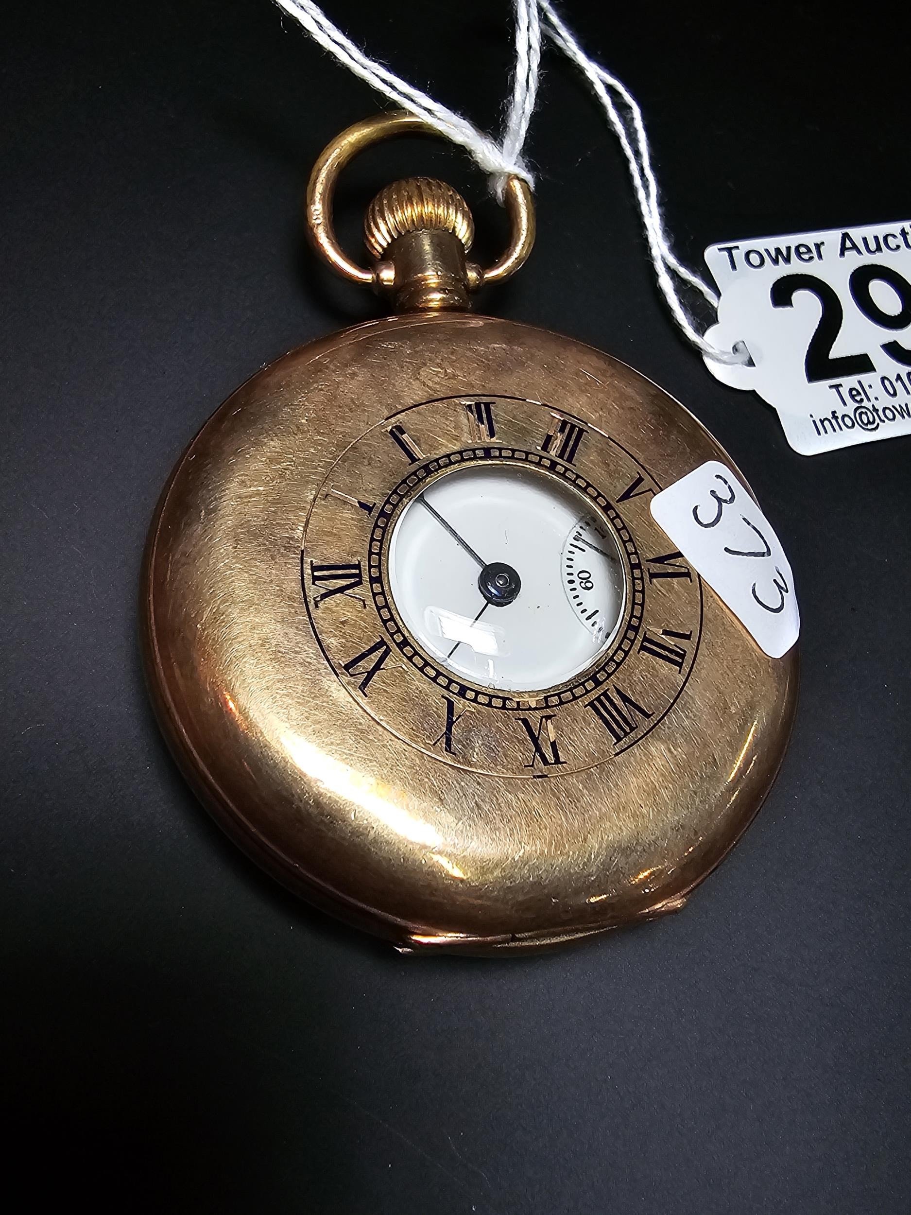 A good quality heavy gold plated half hunter pocketwatch by Waltham ...