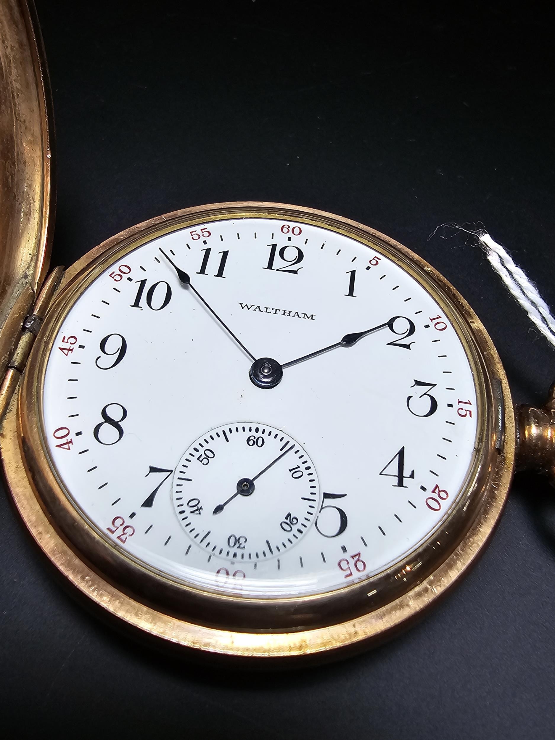 A Good Quality Heavy Gold Plated Half Hunter Pocketwatch By Waltham 