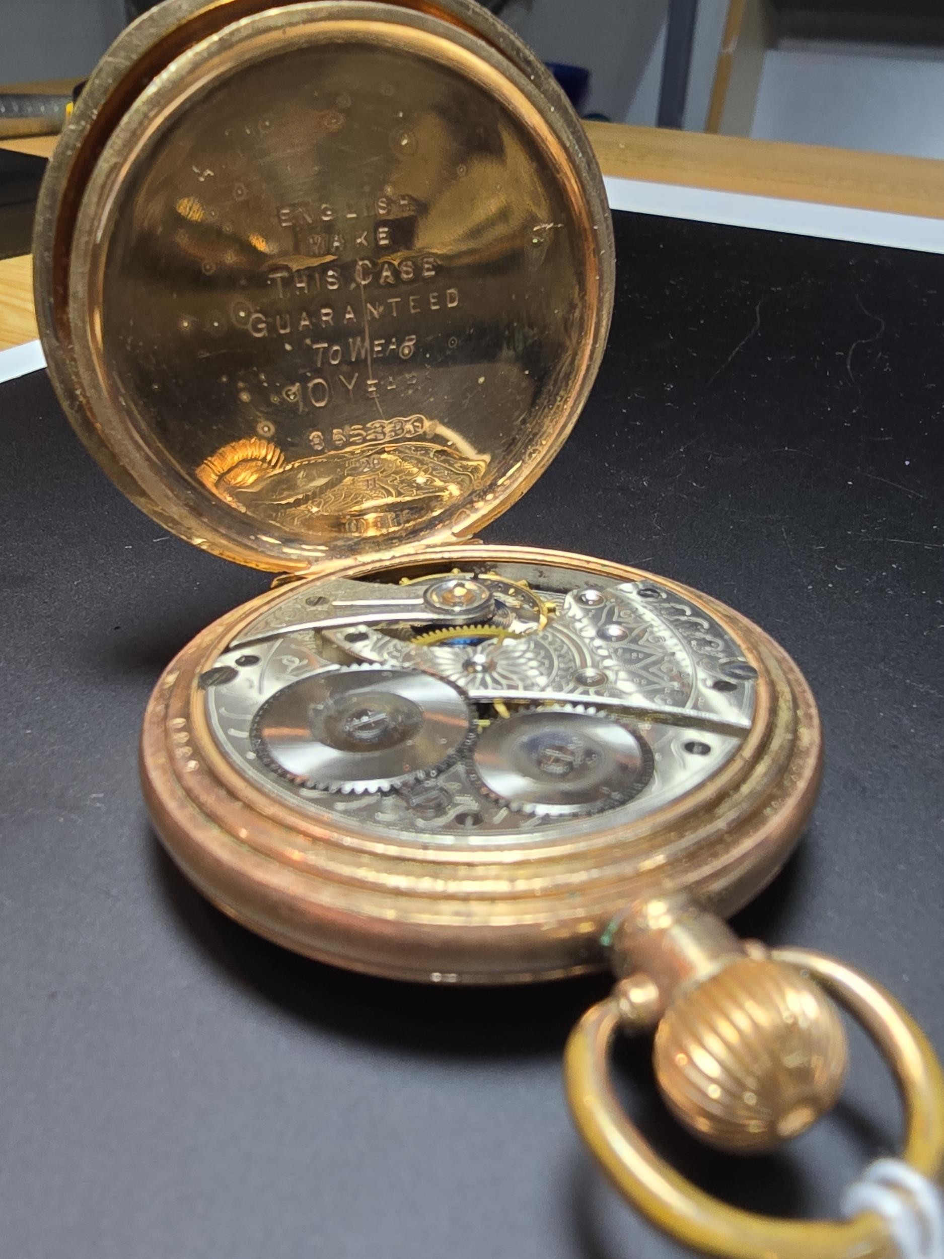 A good quality heavy gold plated half hunter pocketwatch by Waltham ...