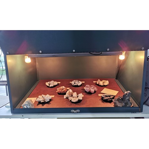 140 - Metal light viewing box with built in viewing mirror lights and UV light displaying a quantity of cr... 