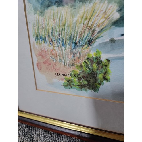 104A - 2x framed and glazed watercolours inc a Llangurig  river scene by P.E. Sylvester along with a framed... 