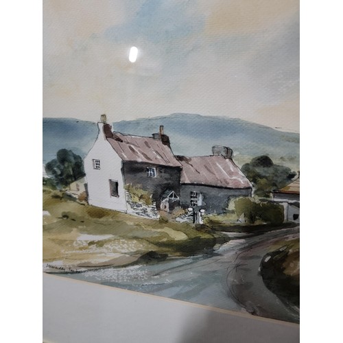 104A - 2x framed and glazed watercolours inc a Llangurig  river scene by P.E. Sylvester along with a framed... 