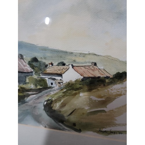 104A - 2x framed and glazed watercolours inc a Llangurig  river scene by P.E. Sylvester along with a framed... 