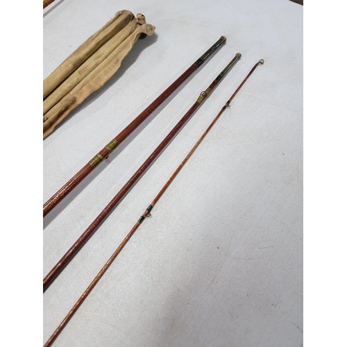 1 - 2x good quality vintage fishing rods to include a Hardy Bros Alnwick 3 piece fishing rod with a cork... 