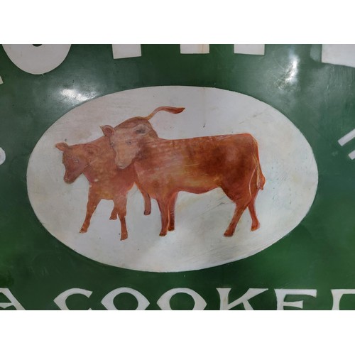 356 - A vintage one sided enamel professionally restored agricultural sign for Lactifer calf meal by Josep... 