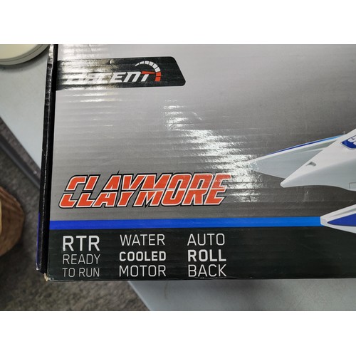 6 - Boxed RaceNT Claymore Remote Controlled speed boat - goes 31MPH in good condition appears to have ha... 