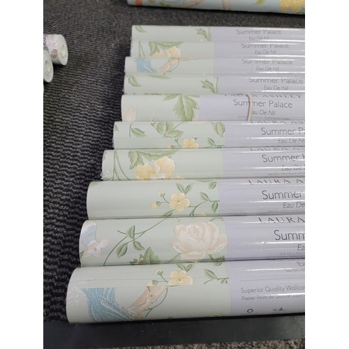 365 - A large collection of mostly sealed Laura Ashley wallpaper inc 31 rolls in total of various designs ... 