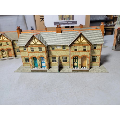 16 - Collection of 8x track side model railway cardboard buildings, some come wit their original boxes in... 