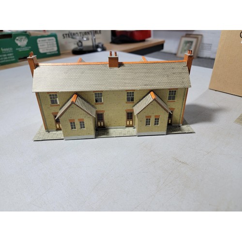 16 - Collection of 8x track side model railway cardboard buildings, some come wit their original boxes in... 