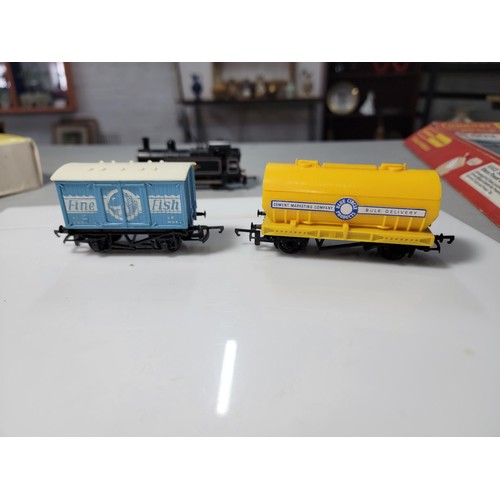 29 - Boxed Hornby train set R503 Suburban Freight set containing electric loco, 3x wagons, guards van and... 