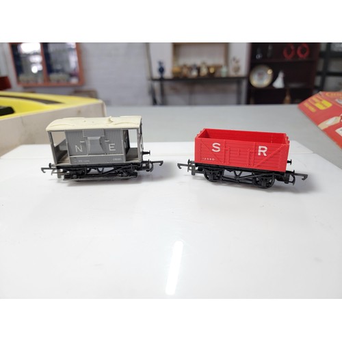 29 - Boxed Hornby train set R503 Suburban Freight set containing electric loco, 3x wagons, guards van and... 