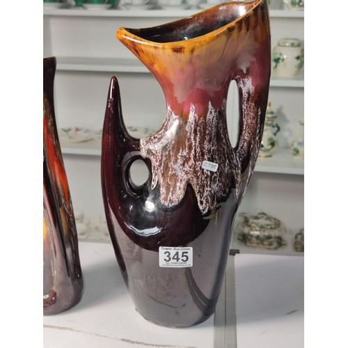 345 - Quantity of 3x vintage 1950's - 1960's original French Vallauris lava drip vases inc 2x 'Cyclops' do... 