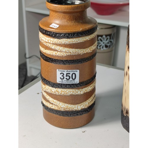 350 - 2x good quality ironstone vases one in brown and cream the other in terracotta colour with brown and... 