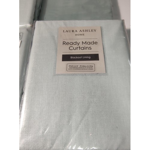 358 - 3 new and sealed Laura Ashley ready made curtains in duck egg with blackouts along with a new and se... 