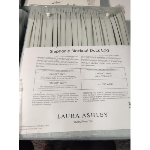 358 - 3 new and sealed Laura Ashley ready made curtains in duck egg with blackouts along with a new and se... 