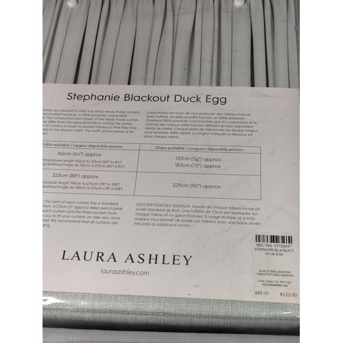 358 - 3 new and sealed Laura Ashley ready made curtains in duck egg with blackouts along with a new and se... 