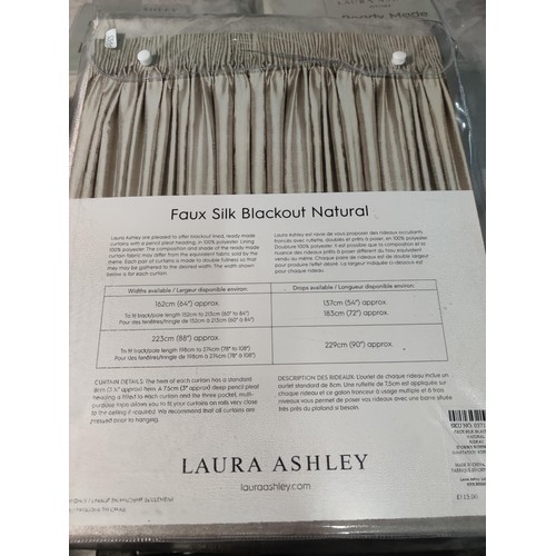 359 - 5x new and sealed Laura Ashley ready made curtains in faux silk in natural colour. RRP of £115, plea... 