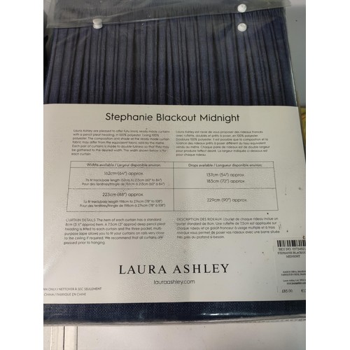 361 - 2 new and sealed Laura Ashley ready made curtains in Midnight Blue, has an RRP of £85.