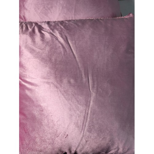 364 - 3 large Laura Ashley Nigella Fuchsia cushions in a plush velvet with an RRP of £40, along with a blu... 