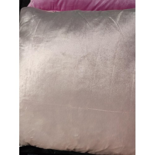 364 - 3 large Laura Ashley Nigella Fuchsia cushions in a plush velvet with an RRP of £40, along with a blu... 