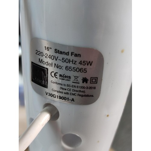 367 - A floor standing electric fan with 3 speed controls along with a 5 division metal tealight holder wi... 