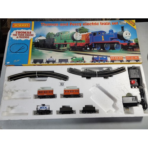 53 - Hornby R9003 90s Thomas and Percy electric train set has no locomotives included, includes controlle... 