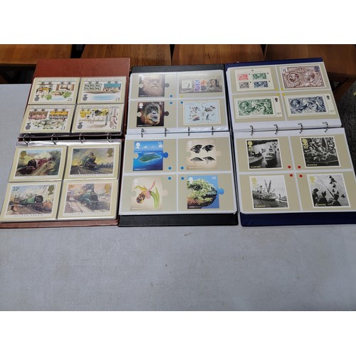 69 - 3x full albums of Post Office PHQ Stamp Cards with over 30x sets, and over 280x cards in total  date... 