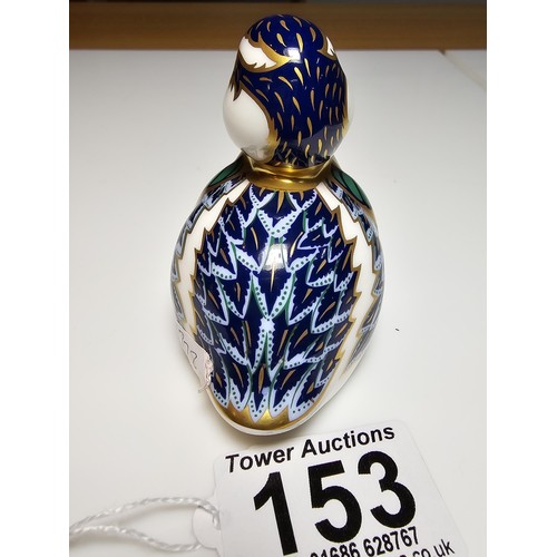 153 - Royal Crown Derby sitting duck paperweight with gold stopper in excellent condition