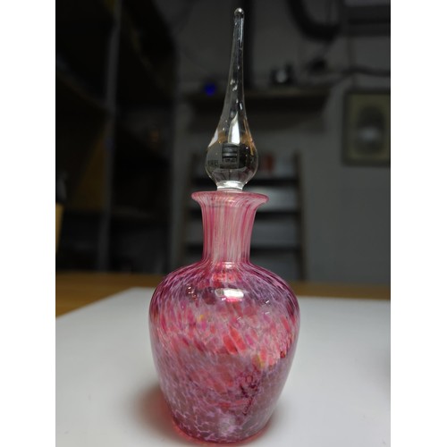 154 - 2x good quality glass scent bottles to include a cranberry glass bottle by Dartington Glass, marked ... 