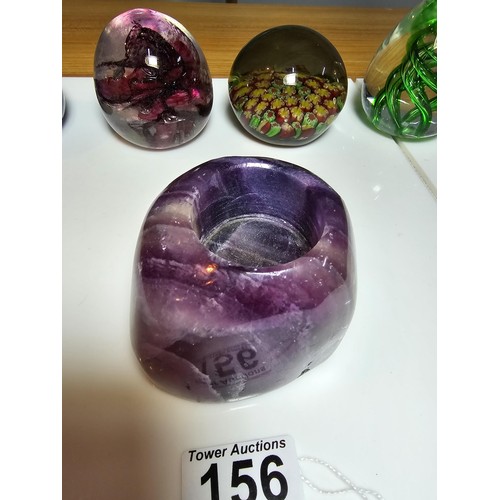 156 - Collection of 9x good quality art glass paperweights to include 1x marked Mtarfa, 1x other marked Md... 