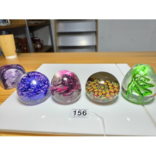 156 - Collection of 9x good quality art glass paperweights to include 1x marked Mtarfa, 1x other marked Md... 