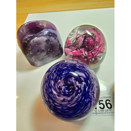 156 - Collection of 9x good quality art glass paperweights to include 1x marked Mtarfa, 1x other marked Md... 