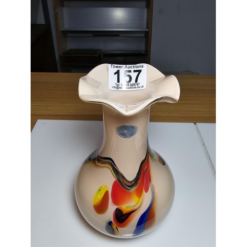 157 - 3x good quality art glass vases to include a stunning genuine Murano Flavio Poli Seguso vase, a Whit... 